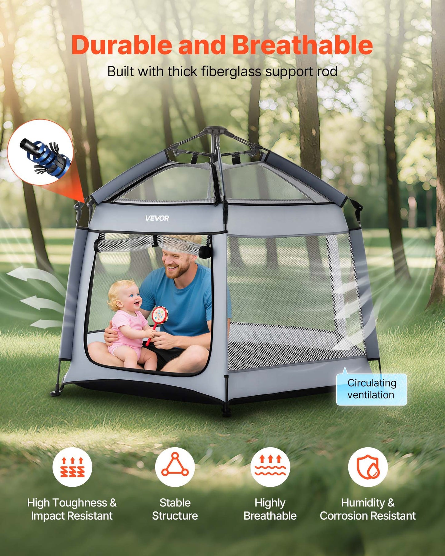 Baby Playpen, Pop Up Toddler Playpen with Canopy, Indoor & Outdoor Portable Play Yard for Babies Toddlers with UPF 50+ Sunshades & Travel Bag for Home Park Beach, Foldable & Lightweight