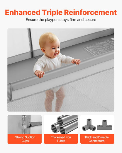 Baby Playpen, 2000 x 1490mm Large Toddlers Playpen, Indoor/Outdoor Baby Fence Play Yard with 50 Ocean Balls, Zippered Door & Breathable Mesh, No-Gap Safety Activity Center for Babies Toddlers