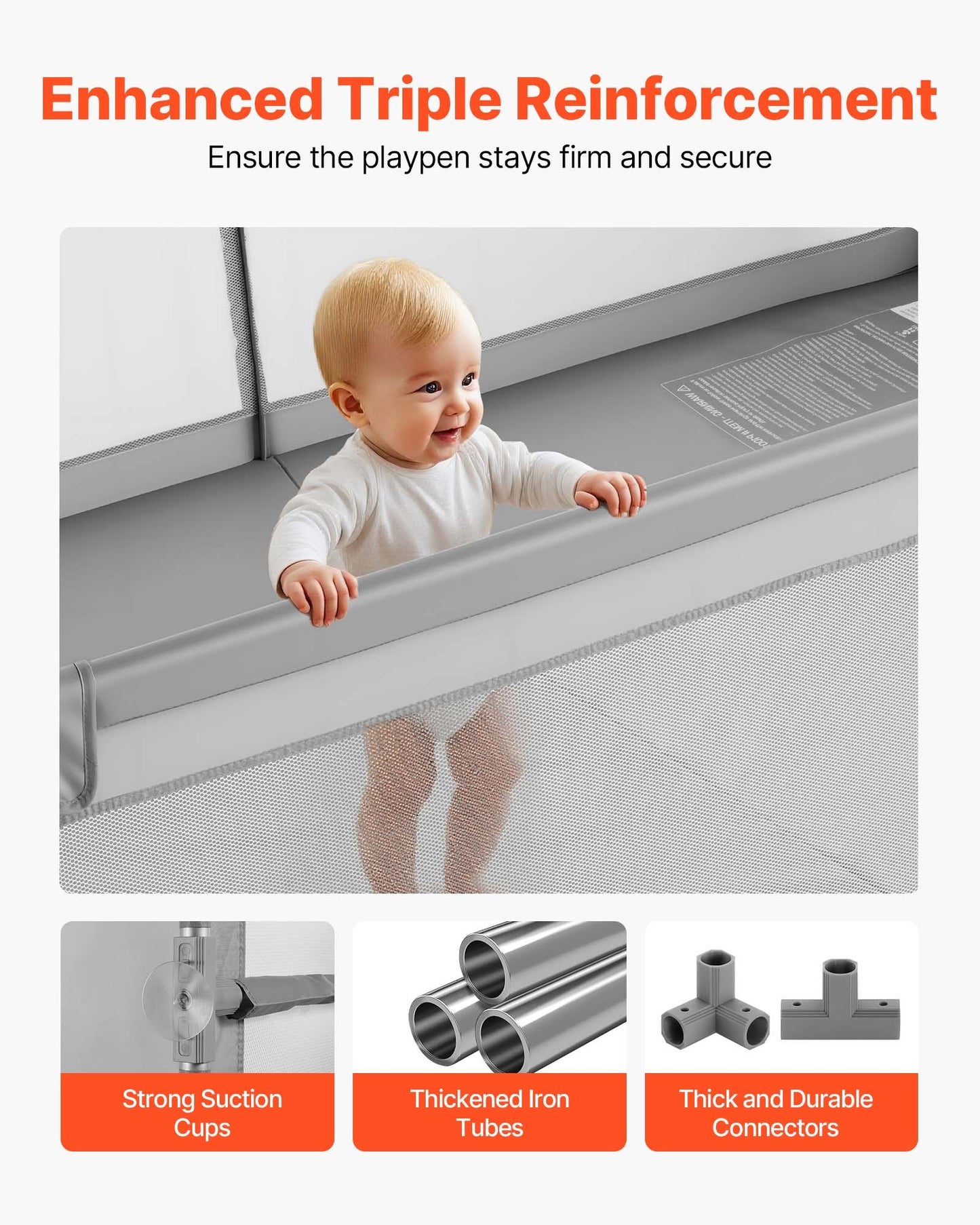 Baby Playpen, 2000 x 1785mm Extra Large Playpen for Babies Toddlers, Indoor/Outdoor Baby Fence Play Yard, No-Gap Safety Activity Center with 50 Ocean Balls, Zippered Door & Soft Breathable Mesh