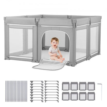 Baby Playpen, 2000 x 1780mm Extra Large Toddlers Playpen, Foldable Baby Fence Play Yard with Zippered Door & Soft Breathable Mesh, Indoor Outdoor Safety Activity Center - Great Gift for Toddlers