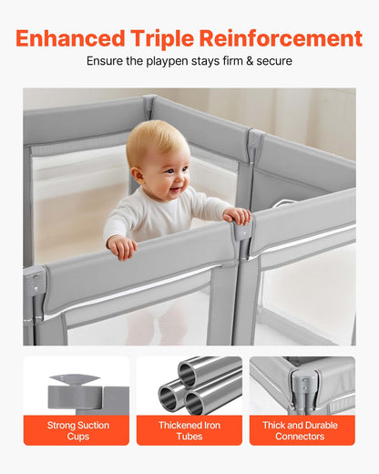 Baby Playpen, 2000 x 1780mm Extra Large Toddlers Playpen, Foldable Baby Fence Play Yard with Zippered Door & Soft Breathable Mesh, Indoor Outdoor Safety Activity Center - Great Gift for Toddlers