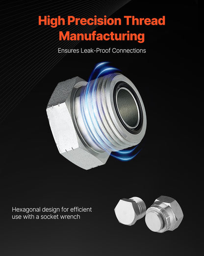 64 delar DIN hydrauliska kopplingar, kraftiga master industriella hydrauliska lock och plugg, slang- och rörkopplingssats, lock- och pluggsats med precisionsgängning, instrumentstorlekar 14/16/18/22/26/30/36