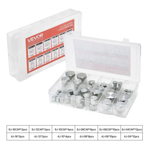72 PCS JIC Hydraulic Fittings, Heavy Duty Master Industrial Hydraulic Cap and Plug, Hose Tube and Pipe Fitting Kit Cap and Plug Kit Precision Threading in 37° Dash Sizes 4 6 8 10 12 16