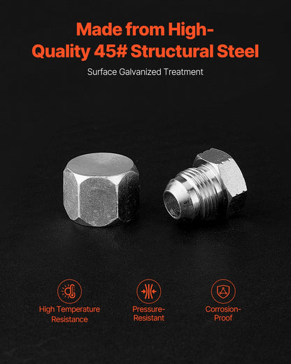 72 PCS JIC Hydraulic Fittings, Heavy Duty Master Industrial Hydraulic Cap and Plug, Hose Tube and Pipe Fitting Kit Cap and Plug Kit Precision Threading in 37° Dash Sizes 4 6 8 10 12 16