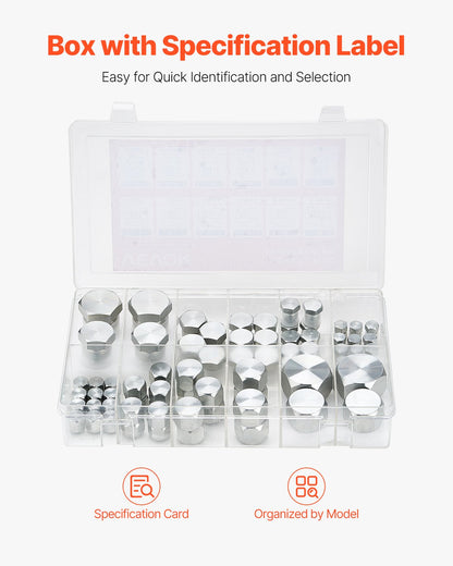 72 PCS JIC Hydraulic Fittings, Heavy Duty Master Industrial Hydraulic Cap and Plug, Hose Tube and Pipe Fitting Kit Cap and Plug Kit Precision Threading in 37° Dash Sizes 4 6 8 10 12 16