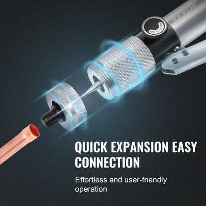 Hydraulic Tube Expander, 3/8" to 1-1/8" OD, HAVC Hydraulic Swaging Tool with 7 Pipe Expander Heads, Deburring Tool, Pipe Cutter for Copper Aluminum Brass Soft Steel Pipes