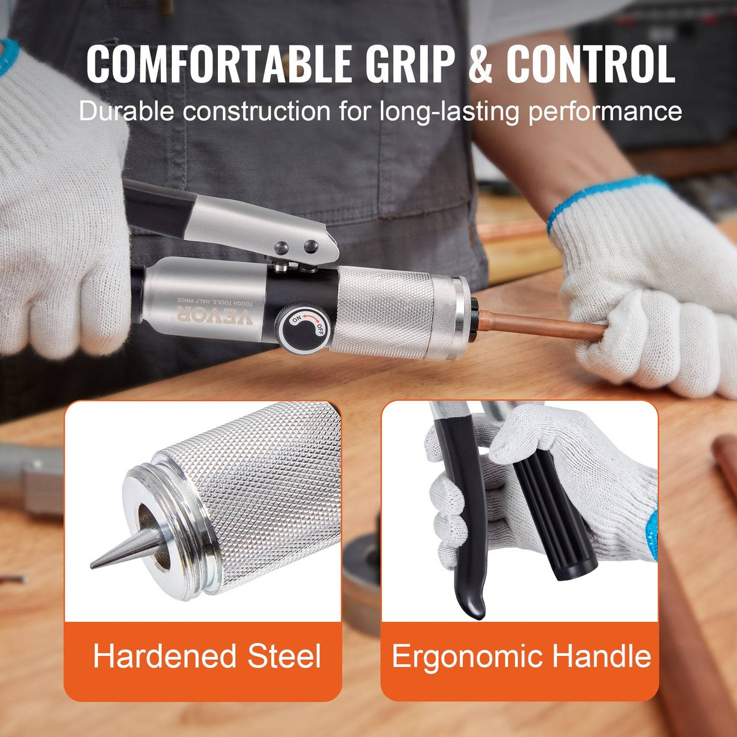 Hydraulic Tube Expander, 3/8" to 1-1/8" OD, HAVC Hydraulic Swaging Tool with 7 Pipe Expander Heads, Deburring Tool, Pipe Cutter for Copper Aluminum Brass Soft Steel Pipes