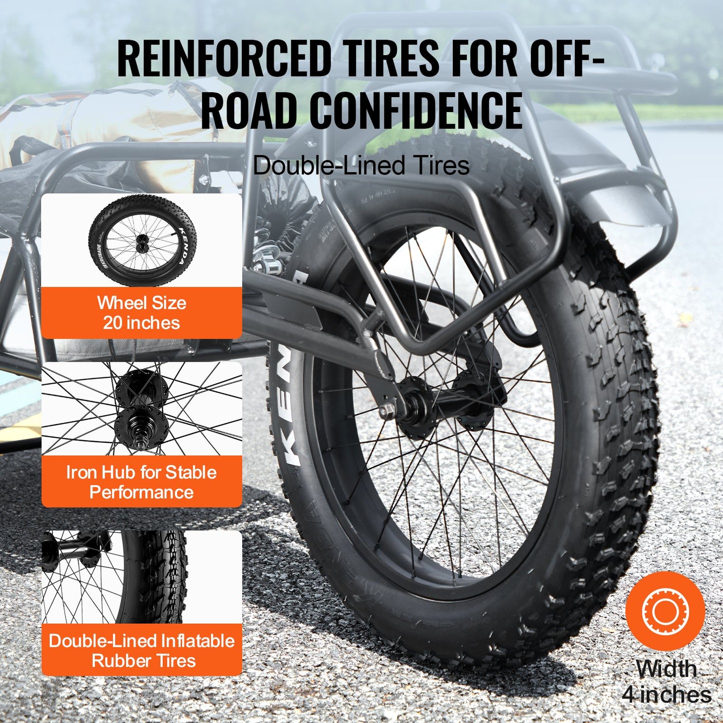 Bike Cargo Trailer, 70 lbs Load Capacity, Heavy-Duty Bicycle Wagon Cart, Compact Storage & Quick Release Structure with Universal Hitch, 20" Wheels, Fits Most Bike Wheels, Carbon Steel Frame