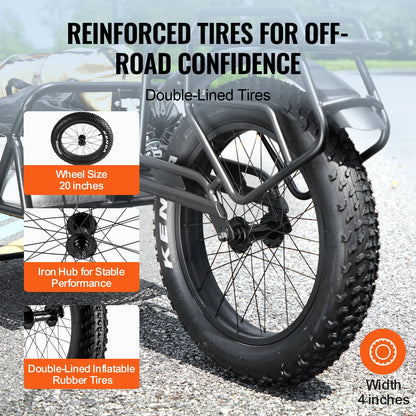 Bike Cargo Trailer, 70 lbs Load Capacity, Heavy-Duty Bicycle Wagon Cart, Compact Storage & Quick Release Structure with Universal Hitch, 20" Wheels, Fits Most Bike Wheels, Carbon Steel Frame