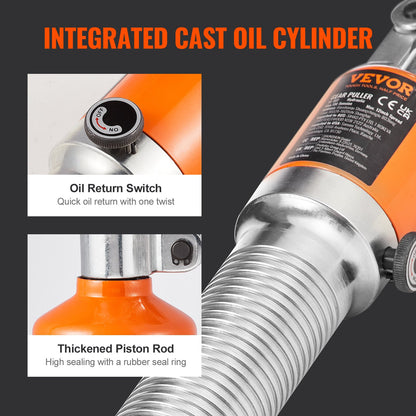 Hydraulisk kugghjulsavdragare, 15 tons maxkapacitet för hjullageravdragare, 2- eller 3-käftig avdragare, vertikalt och horisontellt, 30,5 cm hydraulisk käftavdragare med väska för att dra nav