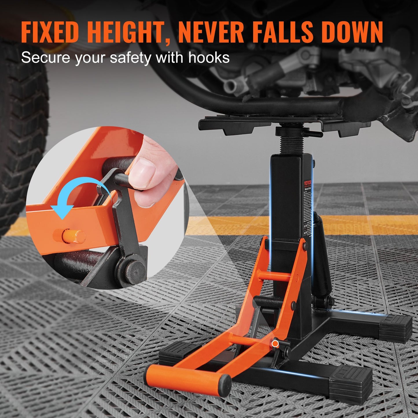 Dirt Bike Lift Stand, Motorcycle Jack Lift Stand 440 lbs Capacity and Hydraulic Lift Operation, Adjustable Height Hoist Table, for Dirt Pit Bike Repair, Maintenance, Dirt Bike Accessories