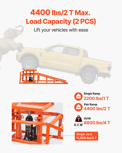 Hydrauliska bilramper, 2 st 5T 11000 lbs, 270-360 mm lyfthöjd, kraftiga hydrauliska fordonsramper, bärbara billyftar för underhåll av garage och oljebyten, reparation av lastbilar och fordon
