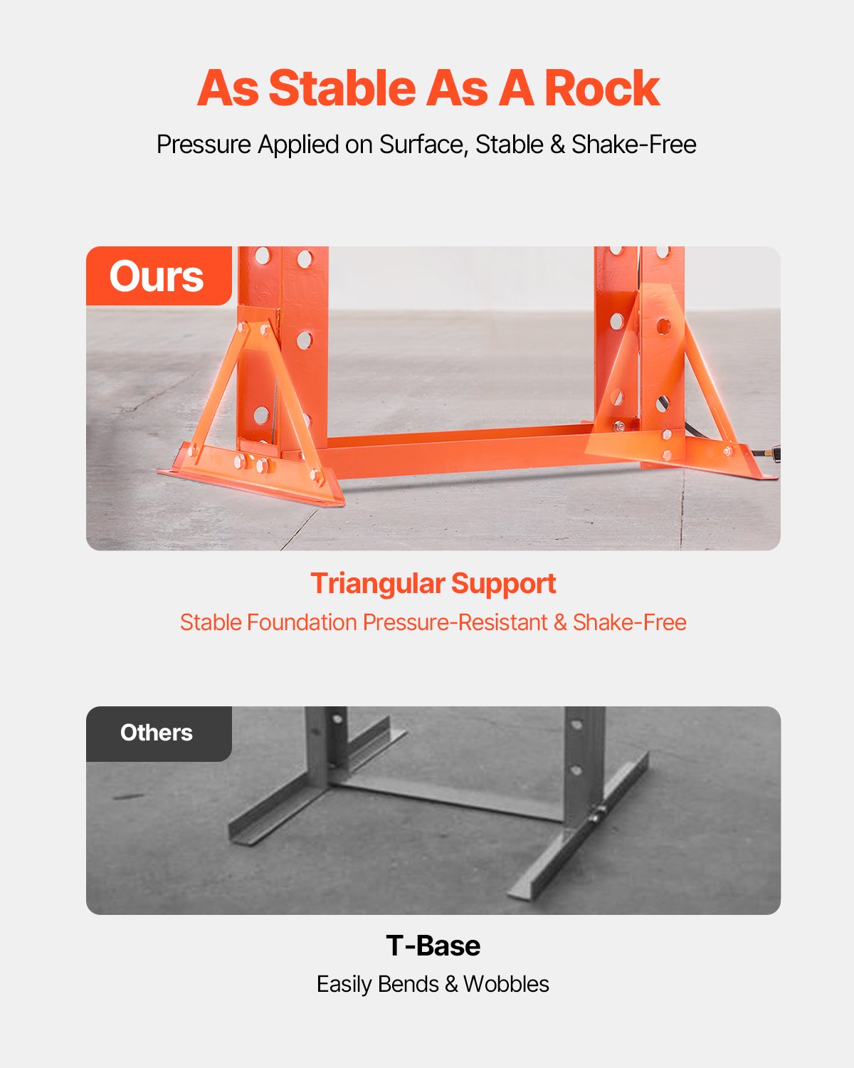 Hydraulic Shop Press, 50 T H-Frame Pneumatic Shop Press with Press Plate & Triangular Support, Stable Garage Floor Adjustable Hydraulic Press with Relief Valve, Fit for Bending & Straightening