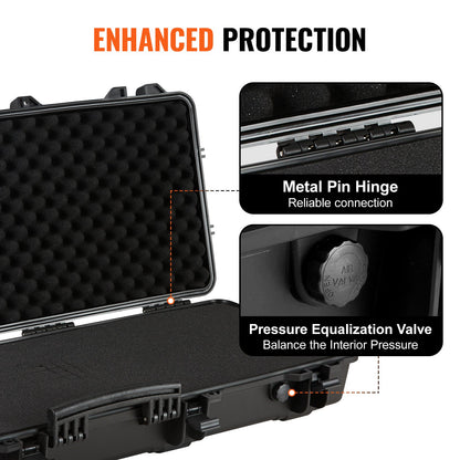 Rifle Case, Rifle Hard Case with 3 Layers Fully-protective Foams, 42 inch lockable Hard Gun Case with Wheels, IP67 Waterproof & Crushproof, for Two Rifles or Shotguns, Airsoft Gun