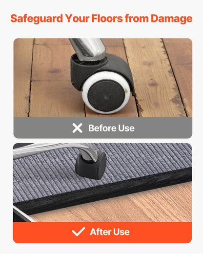 Chair Mat, 915 x 1225 mm Office Chair Mat for Hard Floors, Floor Protector for Rolling Chairs, Corduroy Surface, Non-Slip & Easy to Clean, Smooth Glide Under Desk Rug for Home Office (Grey)