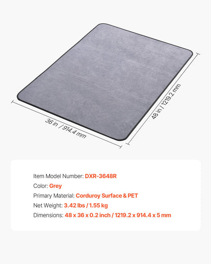 Chair Mat, 915 x 1225 mm Office Chair Mat for Hard Floors, Floor Protector for Rolling Chairs, Corduroy Surface, Non-Slip & Easy to Clean, Smooth Glide Under Desk Rug for Home Office (Grey)