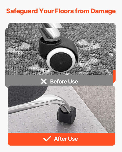 Stolsmatta, 915 x 1225 mm kontorsmatta för heltäckningsmattor, plastgolvskyddsmatta med nitar, halkfri och lättrengjord, smidig glidmatta under skrivbordet för hemmakontor (rektangulär)