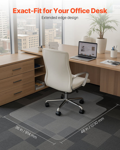 Chair Mat with Lip, 915 x 1225 mm Office Chair Mat for Low Pile Carpeted Floors, Plastic Floor Protector Rug with Studded, Non-Slip & Easy to Clean, Smooth Glide Under Desk Rug for Home Office