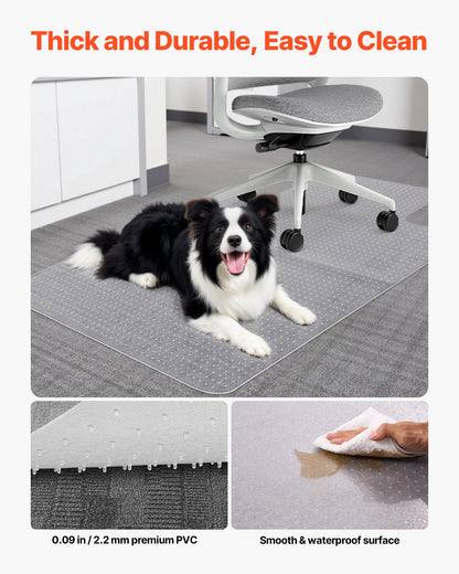 Chair Mat with Lip, 915 x 1225 mm Office Chair Mat for Low Pile Carpeted Floors, Plastic Floor Protector Rug with Studded, Non-Slip & Easy to Clean, Smooth Glide Under Desk Rug for Home Office