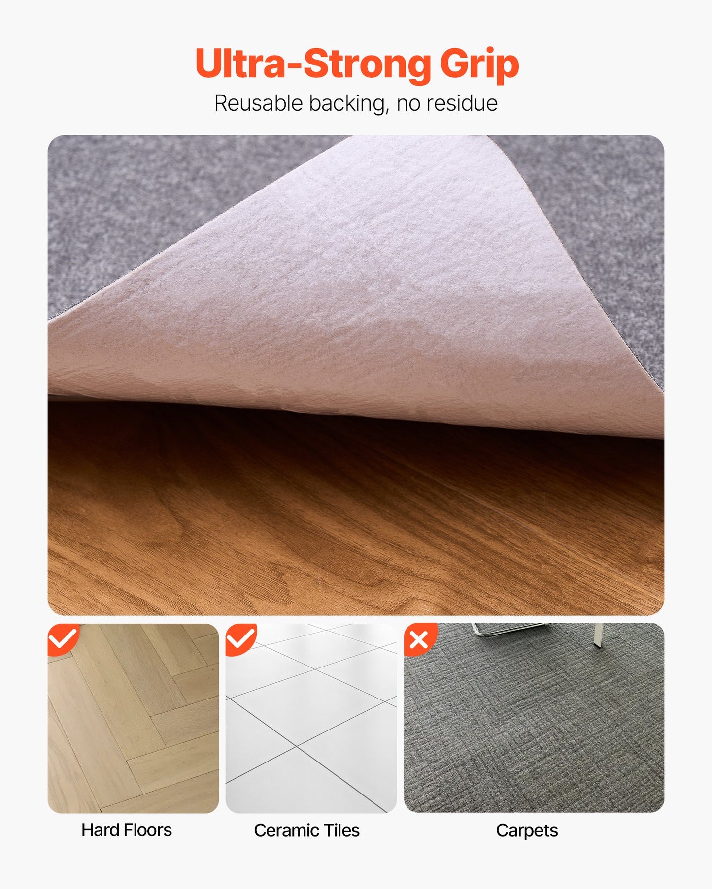 Chair Mat, 897 x 1396 mm Office Chair Mat for Hard Floors, Floor Protector for Rolling Chairs, Polyester Surface, Non-Slip & Easy to Clean, Smooth Glide Under Desk Rug for Home Office (Dark Grey)