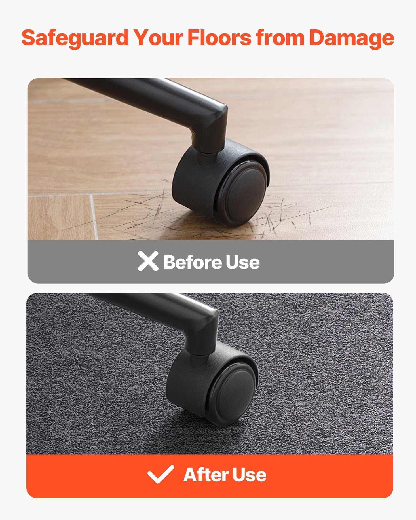 Chair Mat, 897 x 1396 mm Office Chair Mat for Hard Floors, Floor Protector for Rolling Chairs, Polyester Surface, Non-Slip & Easy to Clean, Smooth Glide Under Desk Rug for Home Office (Dark Grey)