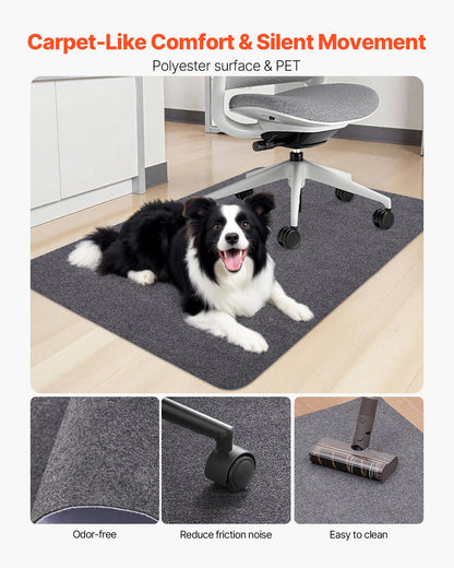 Chair Mat, 897 x 1396 mm Office Chair Mat for Hard Floors, Floor Protector for Rolling Chairs, Polyester Surface, Non-Slip & Easy to Clean, Smooth Glide Under Desk Rug for Home Office (Dark Grey)