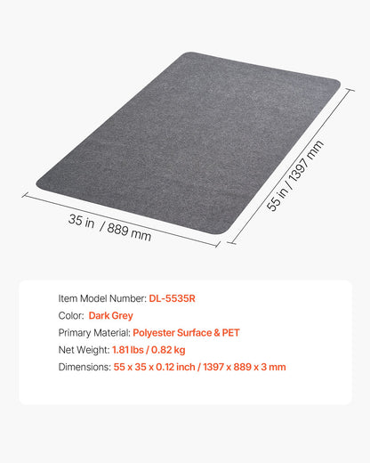 Chair Mat, 897 x 1396 mm Office Chair Mat for Hard Floors, Floor Protector for Rolling Chairs, Polyester Surface, Non-Slip & Easy to Clean, Smooth Glide Under Desk Rug for Home Office (Dark Grey)