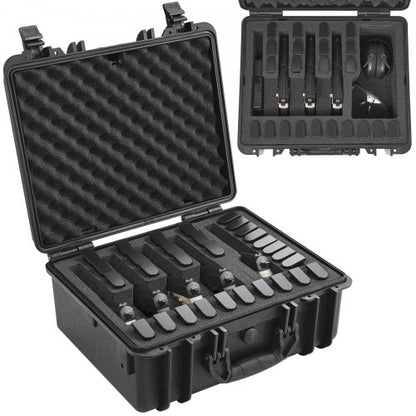 Hard Pistol Cases with Pre-cut Lining, Waterproof & Dustproof Hard Gun Case for 5 Pistol, 18.9×16.3×8.5 in Lockable Pistol Case, Black