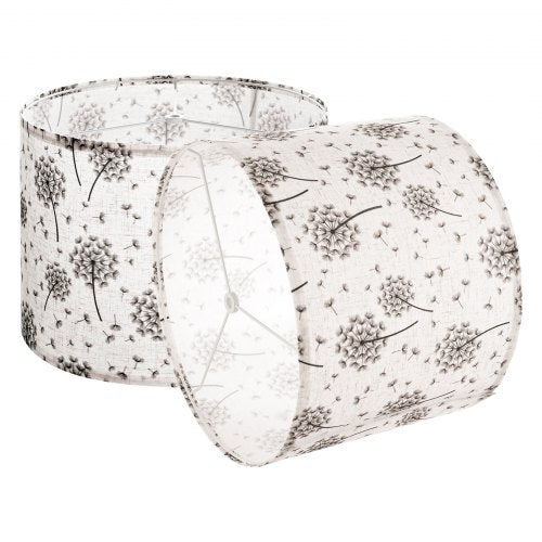 Drum Lamp Shade 2 Set, 13 in Top x 13 in Bottom x 10 in High, Medium Drum Linen Lampshade, Replacement Lamp Shade for Table Lamps Floor Lamps, Easy Assembly Required (Light Dandelion Pattern)
