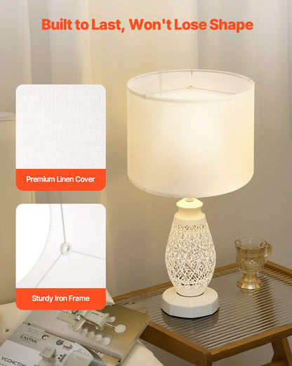 Drum Lamp Shade, 13 in Top x 13 in Bottom x 10 in High, Medium Drum Linen Lampshade, Replacement Lamp Shade for Table Lamps Floor Lamps Pendant Lights, Easy Assembly Required (Off-white Linen)