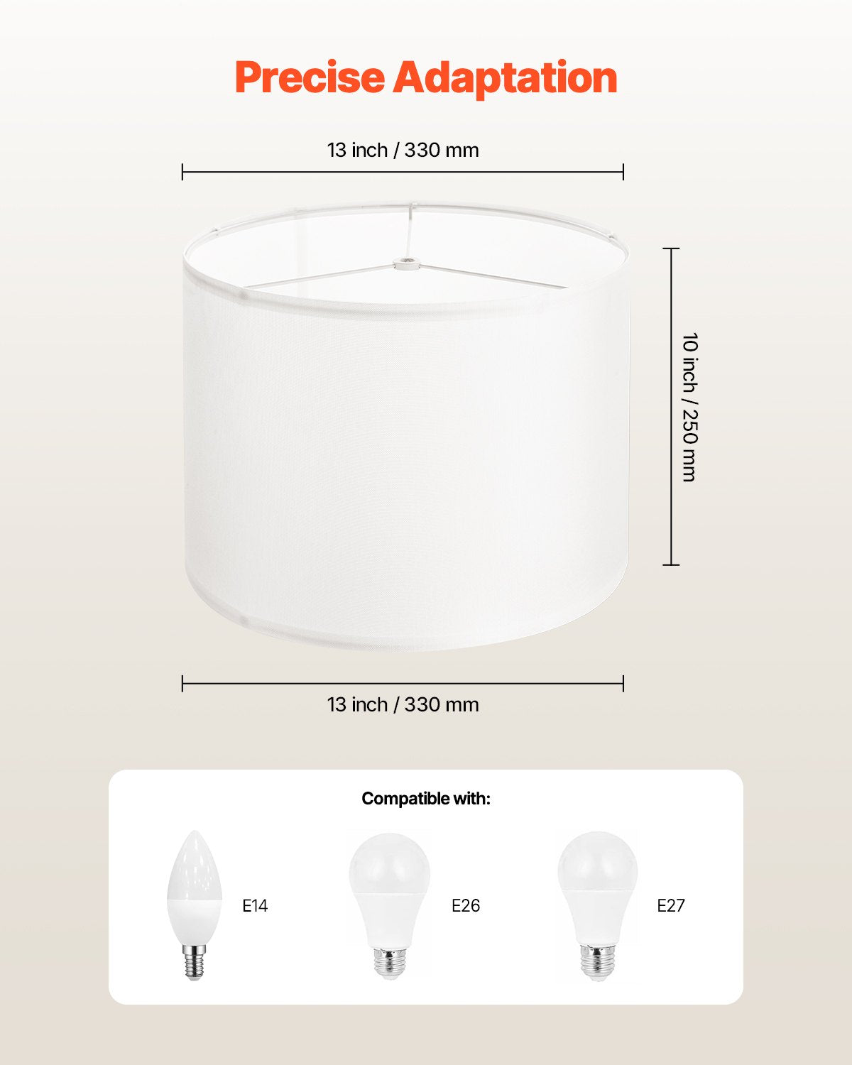 Drum Lamp Shade, 13 in Top x 13 in Bottom x 10 in High, Medium Drum Linen Lampshade, Replacement Lamp Shade for Table Lamps Floor Lamps Pendant Lights, Easy Assembly Required (Off-white Linen)