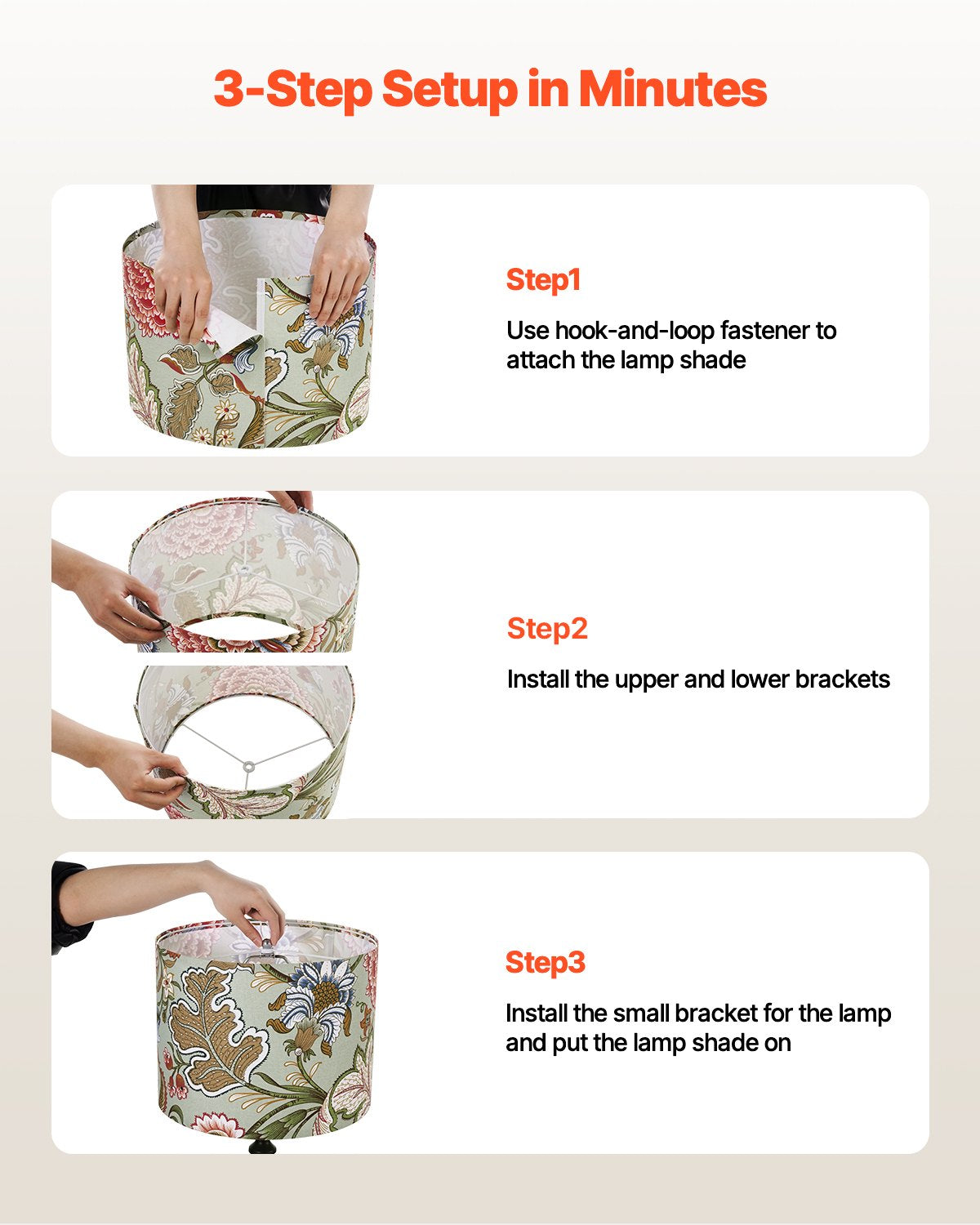 Trumlampskärmar, 2-set, 33 cm topp x 33 cm botten x 25 cm hög, mellanstor trumlampskärm i linne, reservskärm för bordslampor, golvlampor och pendellampor, enkel montering krävs (mörk blommig)