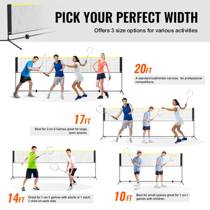 20ft Badminton Net Set Outdoor Portable Volleyball Pickleball Tennis Net