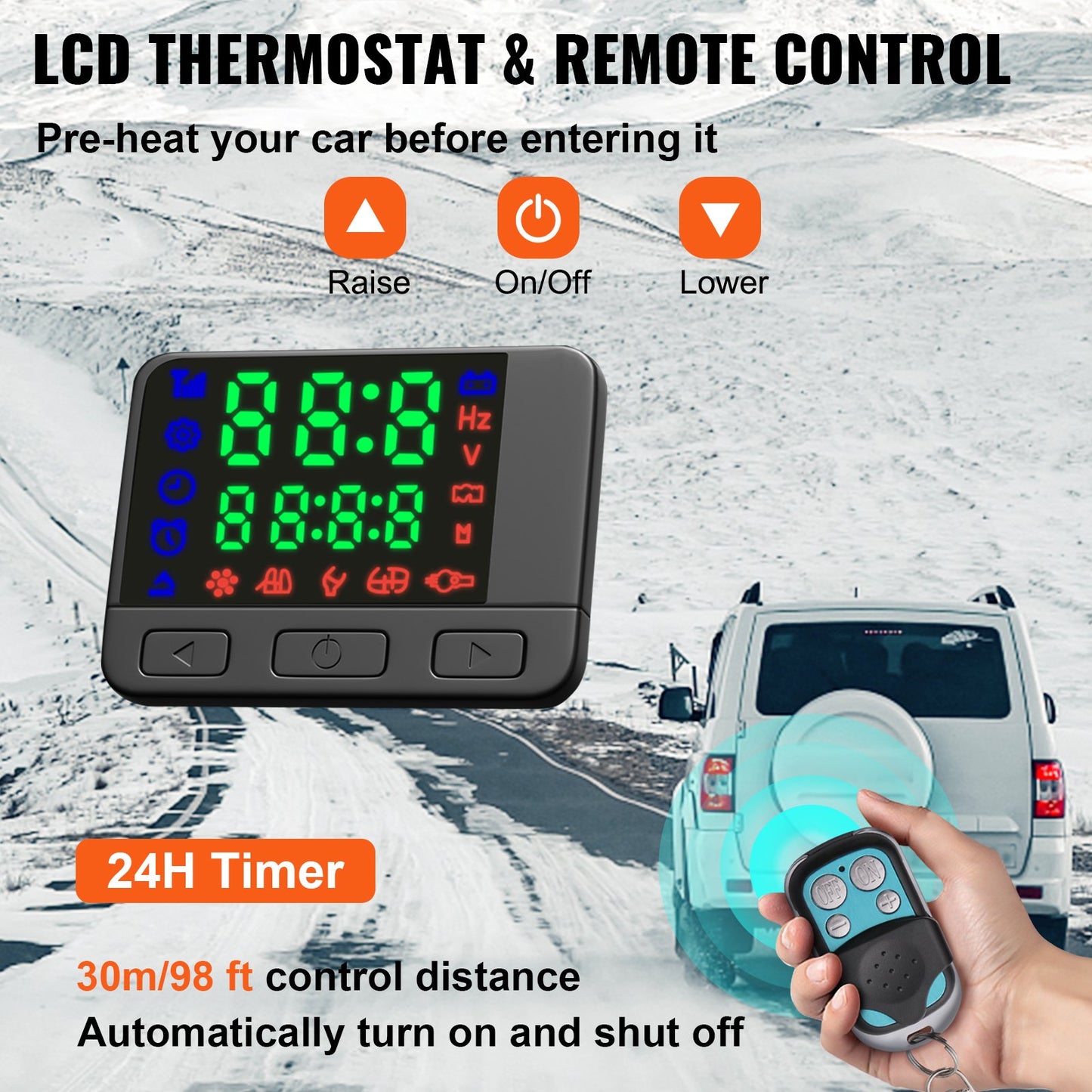 Mohana 12V 2KW Diesel Luftvärmare Dieselvärmare Parkeringsvärmare Luft Dieselvärmare med ljuddämpare, 10L tank, LCD-brytare för bilar, bussar, husbilar, lastbilar, teknikfordon