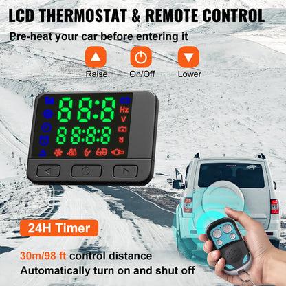 Mohana 12V 2KW Diesel Luftvärmare Dieselvärmare Parkeringsvärmare Luft Dieselvärmare med ljuddämpare, 10L tank, LCD-brytare för bilar, bussar, husbilar, lastbilar, teknikfordon