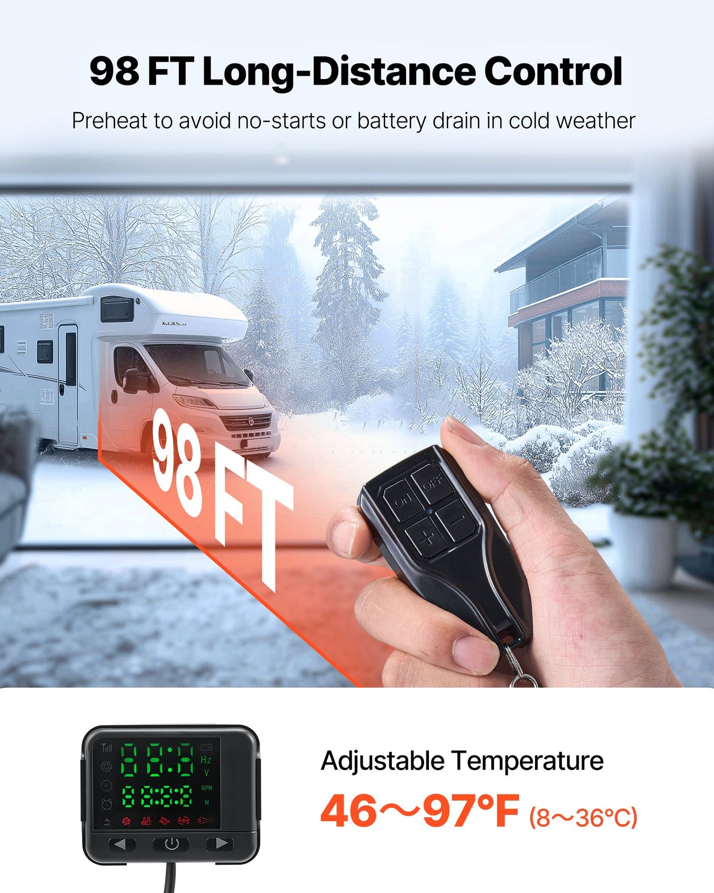 Diesel Air Heater, 8 kW DC12-24V, Fast Heating Diesel Parking Heater with Remote Control and Color Digital Display, 10L Fuel Tank, Low Noise, Voice Announcement, for RV, Truck, Boat and Trailer