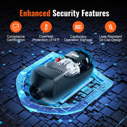 Air Diesel Heater Parking Heater 12 V 5 kW, Air Heater Air Diesel Diesel Parking Heater Air Heater, 0.16–0.52 L/hour Diesel Heater with LCD Display & Remote Control & Bluetooth APP