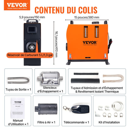 Diesel Air Heater All-in-one 12V 5KW LCD Remote Control for Car RV