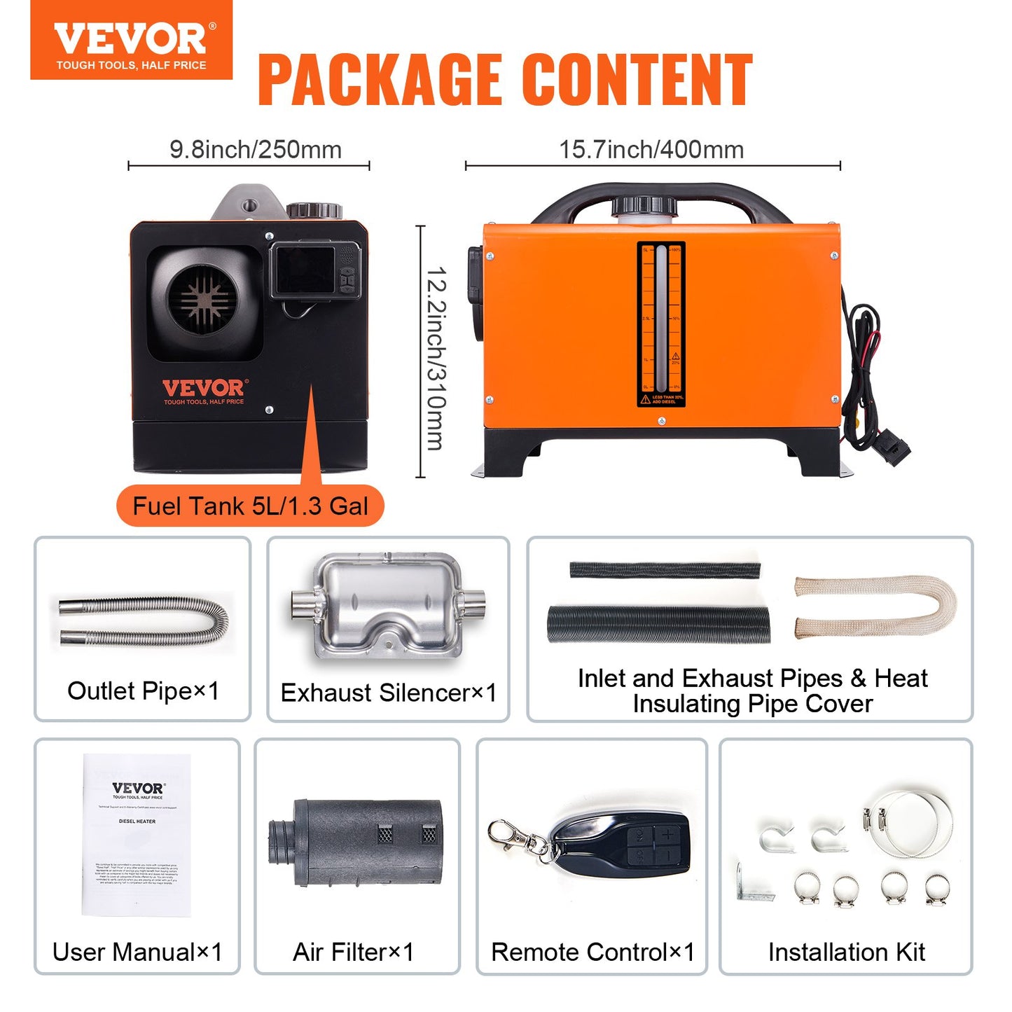 Diesel Air Heater All-in-one 12V 5KW Bluetooth App LCD for Car RV