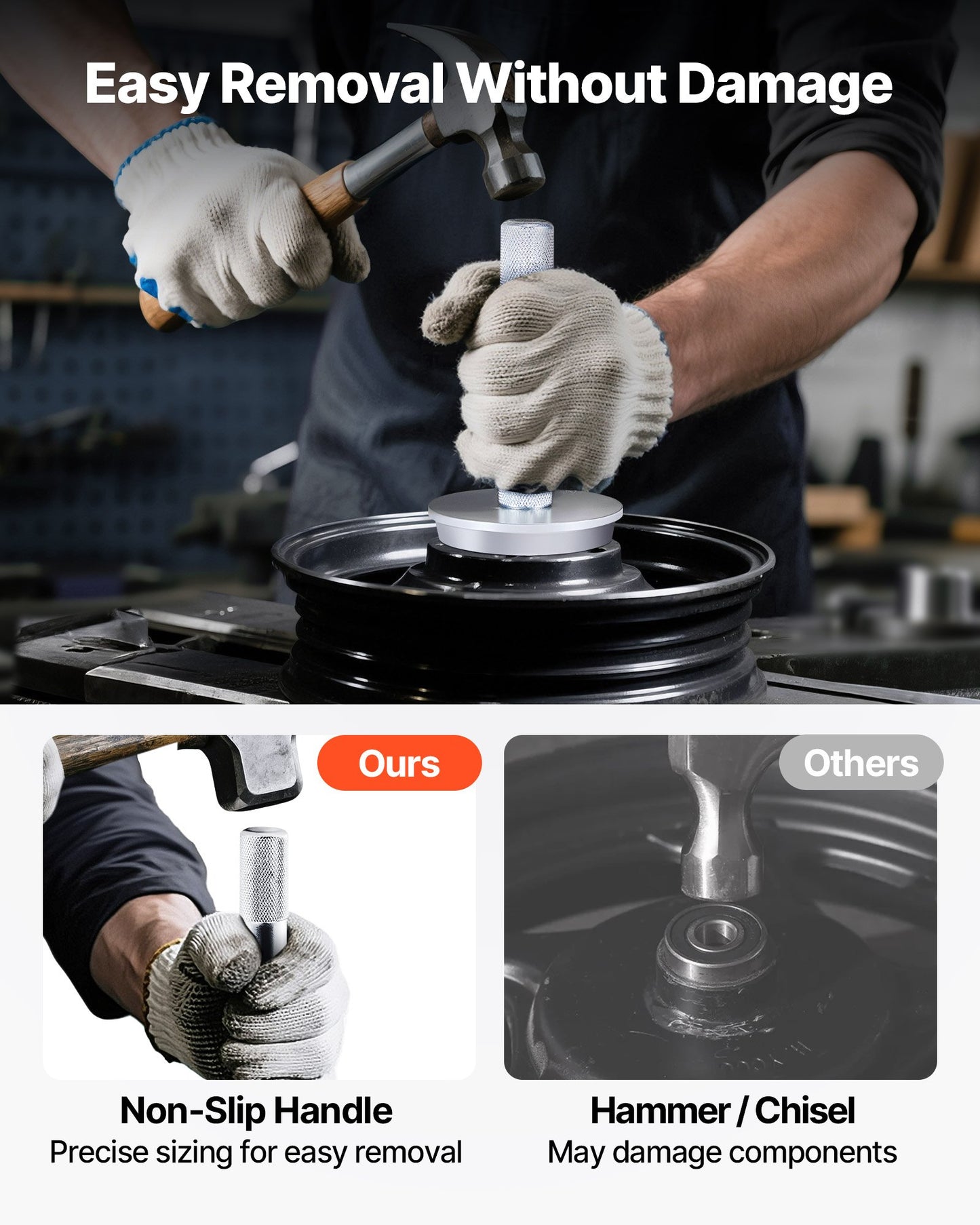 Bearing Press Kit, 10 Pcs, Bearing Race and Seal Driver Set with 9 Bushings and Handle Shaft, Bushing Driver Tool Set, Heavy Duty Aluminum Alloy Removal Installation Tool Kit with Storage Case