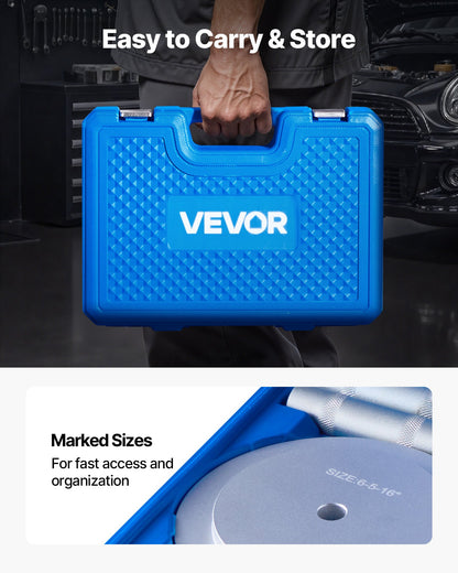 Bearing Press Kit, 7 Pcs, Bearing Race and Seal Driver Set with 5 Bushings, Handle Shaft and Extension Rod, Bushing Driver Tool Set, Heavy Duty Removal Installation Tool Kit with Storage Case