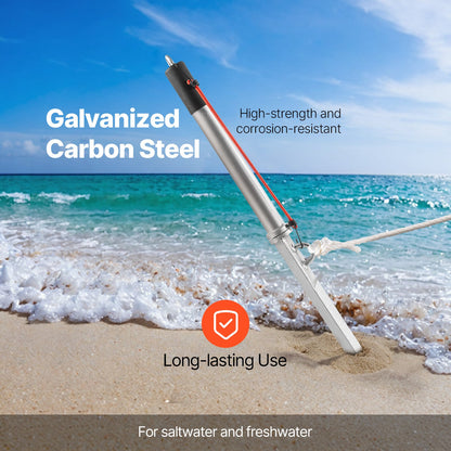 Sandspik för båtankare, 90 cm glidande ankare för strandankare, galvaniserade kolstålankare för båtar, strandankare för grunt vatten, för att säkra vattenskoter, PWC, pontonkajak på stränder och sandbankar