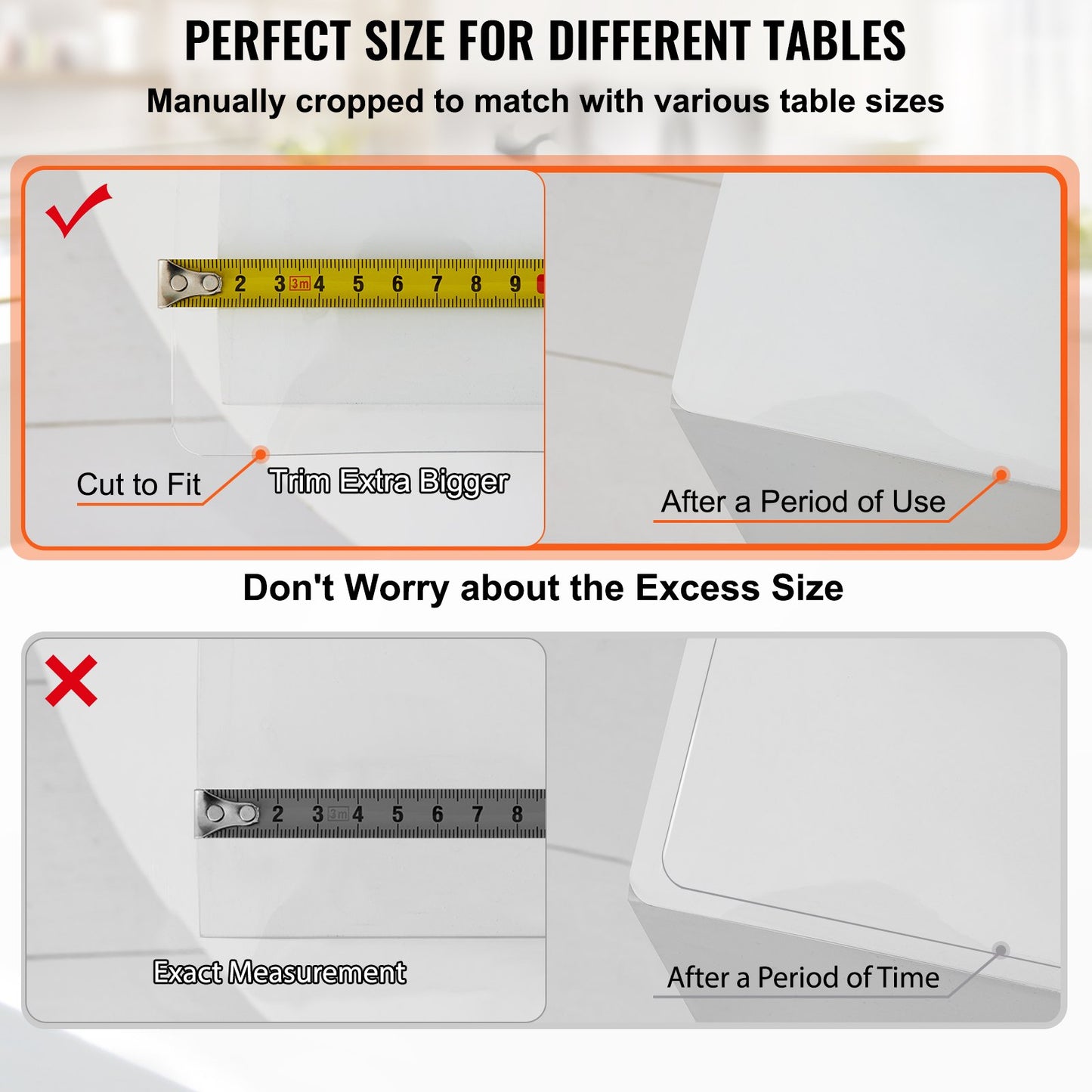Thick Table Cover 96x 46 Inch Thick Clear Table Protector Clear PVC Tablecloth Table Top Protector 2mm Thick Table Cover Rectangular Table Pads for Dining Room Table Desk