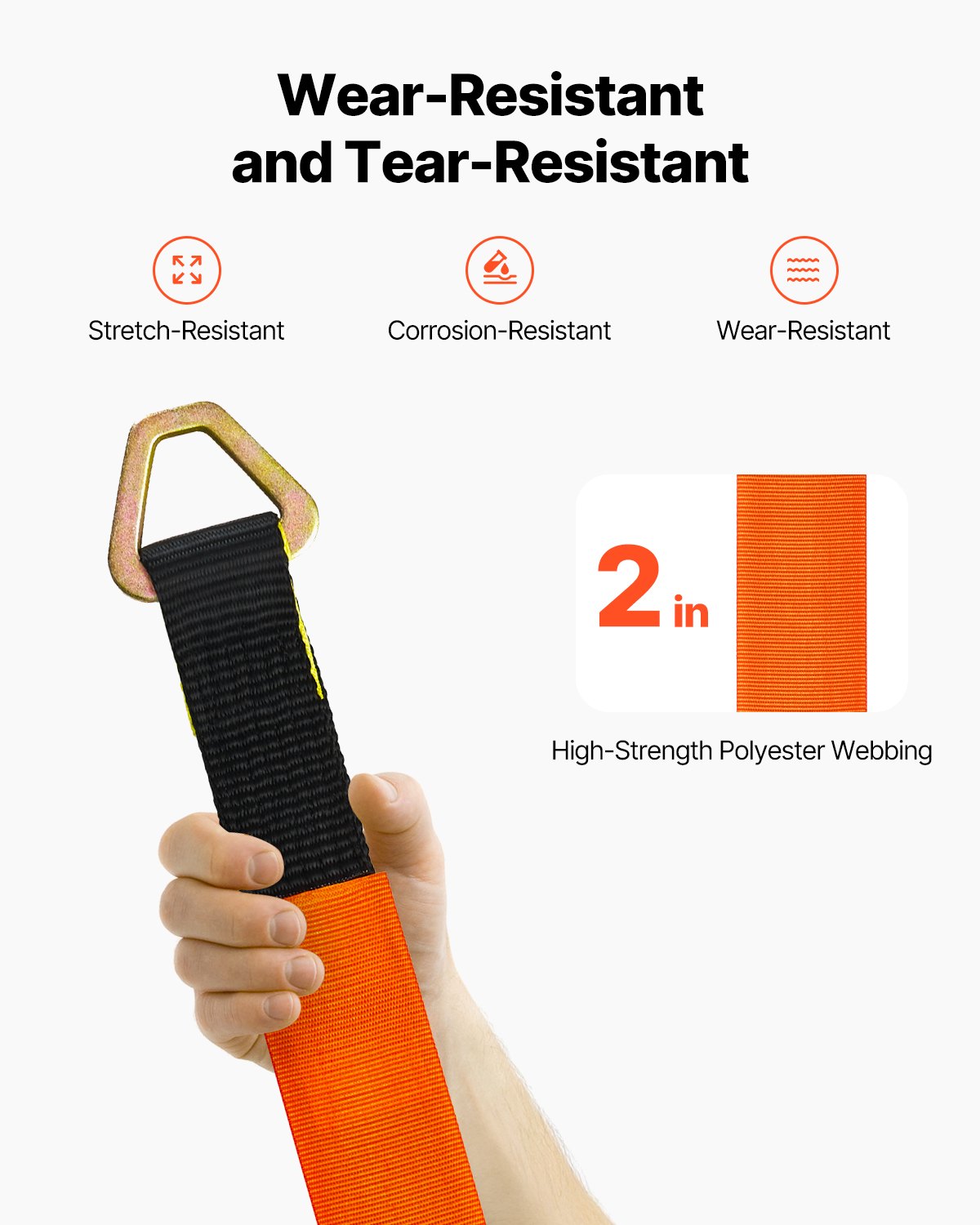 Axelremmar, 2 tum x 3,2 fot kraftiga axelremmar, 12000 lbs brottstyrka axelremmar med D-ringar, 4-pack kraftiga axelremmar, för bil, släpvagn, lastbil, bogsering och transport