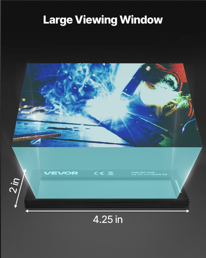 Automatisk nedbländande svetslins 108 x 51 mm, svetslins med skugga 9, äkta färg, dubbla ljusbågssensorer, kompatibel med de flesta svetshjälmar för TIG-, MIG-, MMA- och ljusbågssvetsningstillämpningar