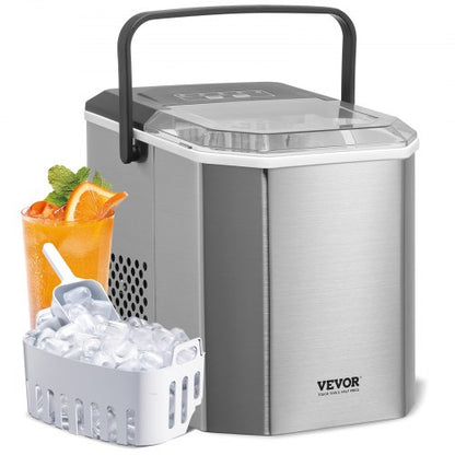 Countertop Ice Maker, 9 Cubes Ready in 6 Mins, 26lbs in 24Hrs, Self-Cleaning Portable Ice Maker with Ice Scoop and Basket, Ice Machine with 2 Sizes Bullet Ice for Home Kitchen Office Bar Party