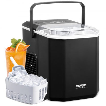 Countertop Ice Maker, 9 Cubes Ready in 6 Mins, 26lbs in 24Hrs, Self-Cleaning Portable Ice Maker with Ice Scoop and Basket, Ice Machine with 2 Sizes Bullet Ice for Home Kitchen Office Bar Party