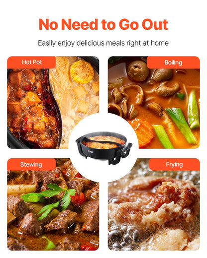 Electric Hot Pot, 1360W 5 L Double-flavor Shabu Shabu Pot, Non-Stick Electric Cooker with Divider, Clear Glass Lid, Temperature control, Chinese Hotpot for 6-10 People Family Dinning & Party