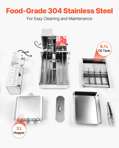 Commercial Automatic Donuts Machine, 4 Rows Donuts Making Equipment, 240 pcs/hour Electric High Power Doughnut Maker, Stainless Steel Frying Auto Fryer, with Intelligent Control