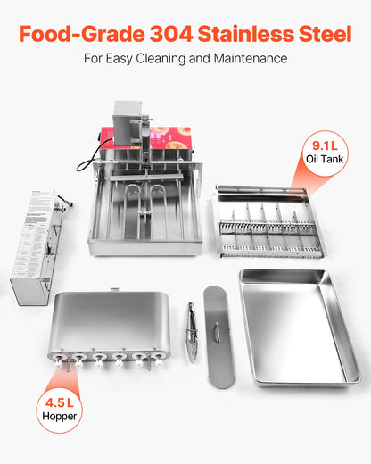 Kommersiell automatisk munkmaskin, 6 rader munktillverkningsutrustning, elektrisk munkmaskin med hög effekt, 360 st/timme, automatisk fritös i rostfritt stål, med intelligent styrning